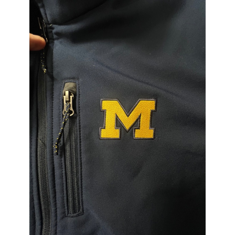 Columbia Michigan Wolverines Softshell Jacket Navy Blue Mens Large Full Zip NCAA - Picture 3 of 8